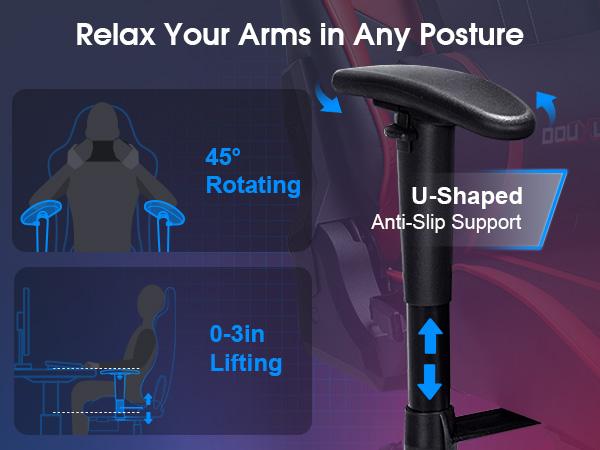 Douxlife 7-Point Massage Gaming Chair 175° Recliner with Footrest Ergonomic High Back Lumbar Support Upgraded Version for Gaming & Office