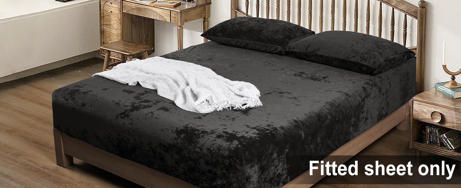 PHF Truly Velvet Fitted Sheet No Pillowcases Bedding Bedroom Suitable for Fall Winter Spring Christmas Gift