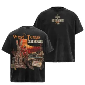 Vintage Treaty Oak Revival West Texas Degenerate Acid Wash Heavy Cotton Oversize Unisex Shirt – Vintage Hoodie, Country Rock Band T-Shirt & Hoodie, Retro Bar Cowboy Music Streetwear Top Oversized Menswear