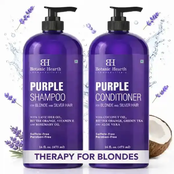 Purple Shampoo and Conditioner Set with Coconut and Aloe Vera | 16 fl oz each