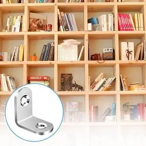 Corner Brace L Bracket, Steel Construction, 4-Hole Design, Zinc-Plated