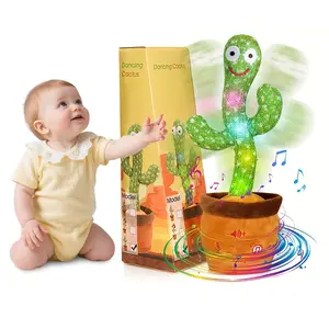 EMOIN Dancing Talking Cactus Toy Interactive Baby Toys,Funny Gift for Infant 6-18 Months, Singing Musical Record Repeat What You Say Light Up Toy for Toddler 1 2 3 Year Old Boy Girl (Volume Adjustment) Cute Sensory
