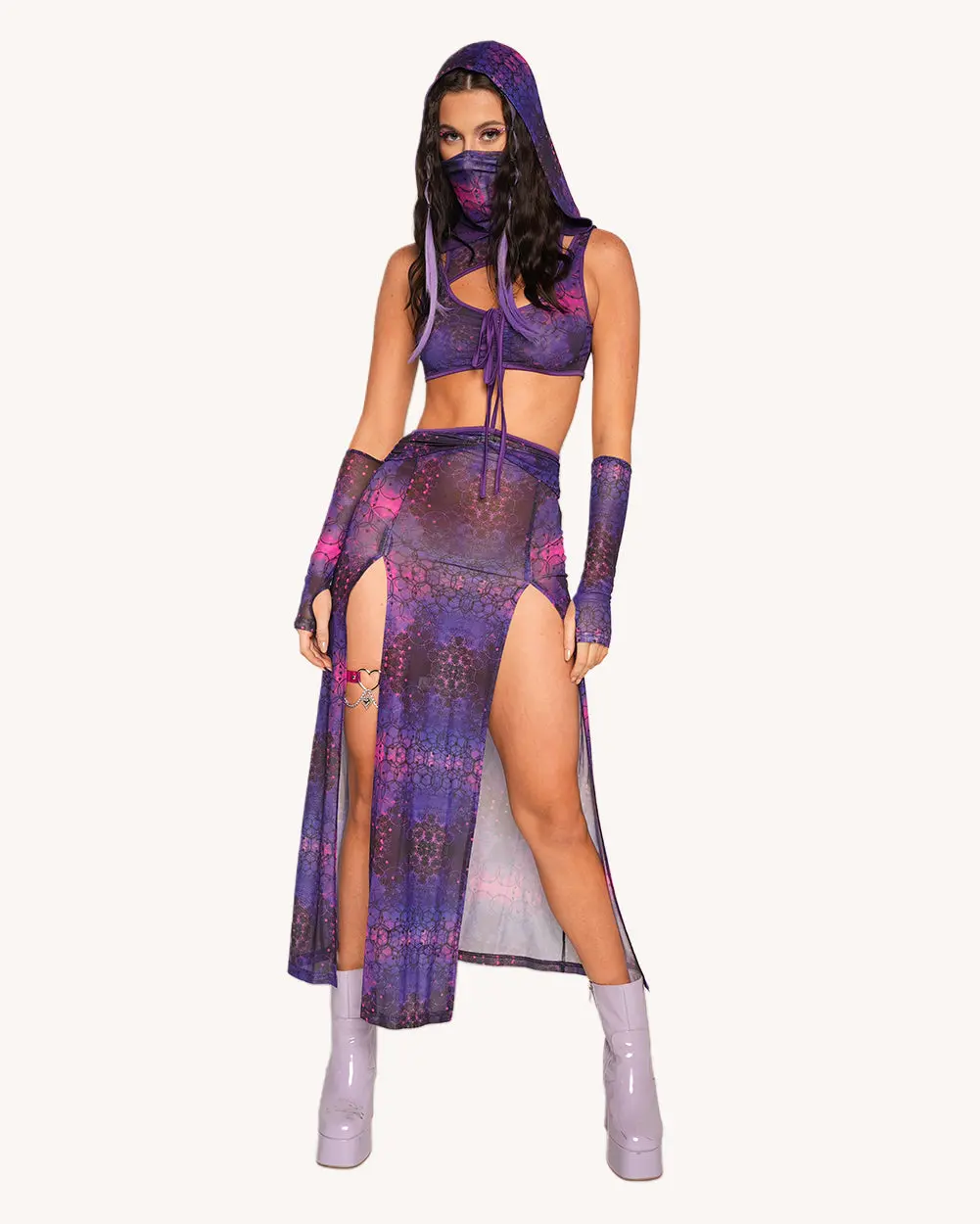 Violet Vibrations Dress with Sleeves