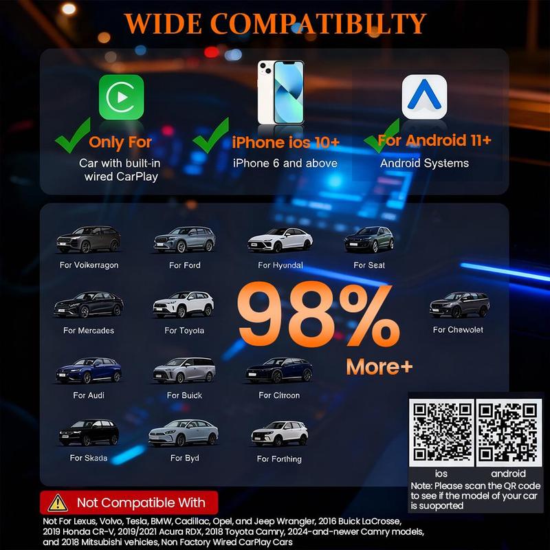 2026 Wireless CarPlay & Android Auto Adapter – Plug & Play, Fast No-Delay, Hands-Free Calling, iPhone & Android Compatible