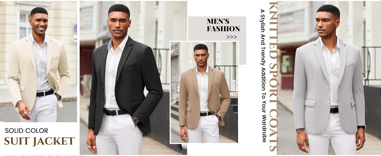 COOFANDY Men's Suit Casual Blazer Slim Fit Suit Jacket Lightweight Knit Sport Coat Two Button Blazer Jacket