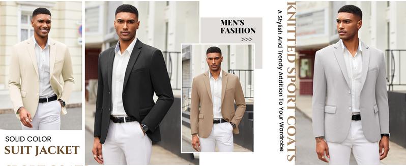 COOFANDY Men's Suit Casual Blazer Slim Fit Suit Jacket Lightweight Knit Sport Coat Two Button Blazer Jacket
