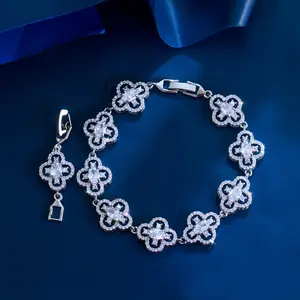 Flower Zirconia Bracelet in Yellow White Blue Pink Adjustable Light Luxury Women's Jewelry for Everyday Wear Parties Engagement Celebrations