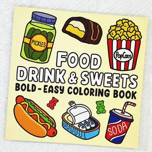 DIY Coloring Book for Adults and Children, Bold and Easy, Simple and Large Design for Relaxation, Contains a Variety of Foods, Drinks, Desserts and Fruits (Bold and Easy Coloring)