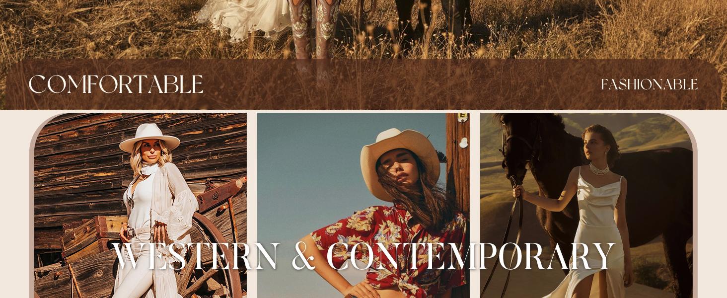 Women's Cowboy Boots - Wide Calf Knee-High Western Boots with Classic Embroidery, Sparkling Rhinestone Accents, Pointed Toe, and Convenient Pull-On Zipper Design