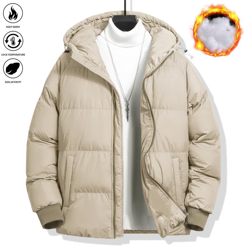 Men's Plain Pocket Zip Up Thick Warm HoodedPuffer Coat, Regular Fit Long Sleeve PaddedWinter Coat,Menswear, Cold Weather GearMens Clothing, Jackets for Men, Jackets,Men's Clothing