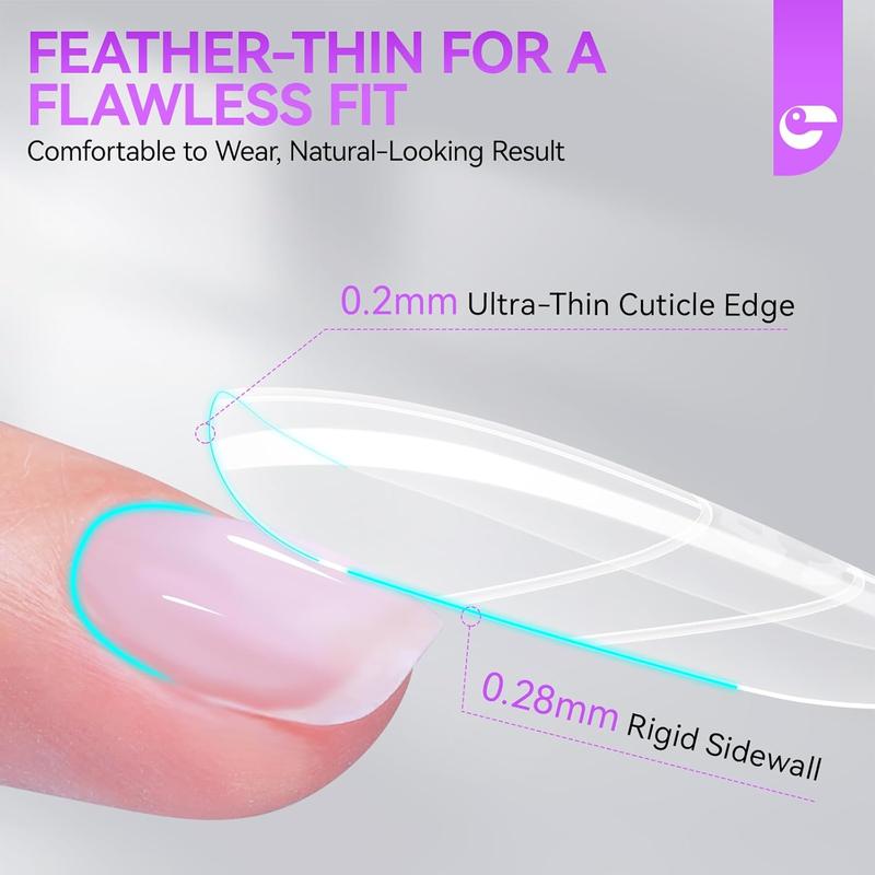 Salon-Perfect Sandwich Nail Forms at Home: Gelike EC Sandwich Dual Forms for Builder Gel - 2026 Nail Extension Mold No Gel Stacking - 240Pcs 15 Sizes for DIY Extensions Art - Almond Round