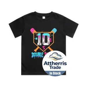 Baseball Drip 10th Birthday Boy Double Digits Ice Cream Drip Cotton T-shirt, Graphic Print Round Neck Short Sleeve Casual Tee for Boys Girls