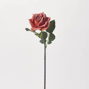 Terracotta Bloom Single Rose Stem Faux Floral Spray - 24"