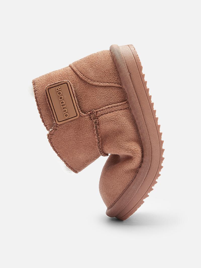 Balabala Kids Winter Snow Boots Warm Fleece-Lined Waterproof Easy On & Off Short Boots with Anti-Slip Sole & Triple-Layer Insulation