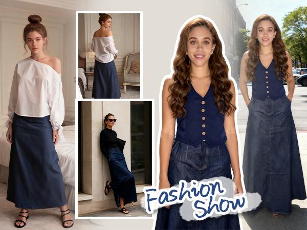 UOOZEE Women's 2026 New Autumn Spring Old Money H-Shaped Basic Womenswear Maxi Skirt, Minimalist Solid Loose Fit Zipper Elegant Daily Outings Date Night Outfit, Commuting Bottoms with Pockets UOOZEE Women's 2026 New Autumn Spring Old Money H-Shaped Basic Womenswear Maxi Skirt, Minimalist Solid Loose Fit Zipper Elegant Daily Outings Date Night Outfit, Commuting Bottoms with Pockets