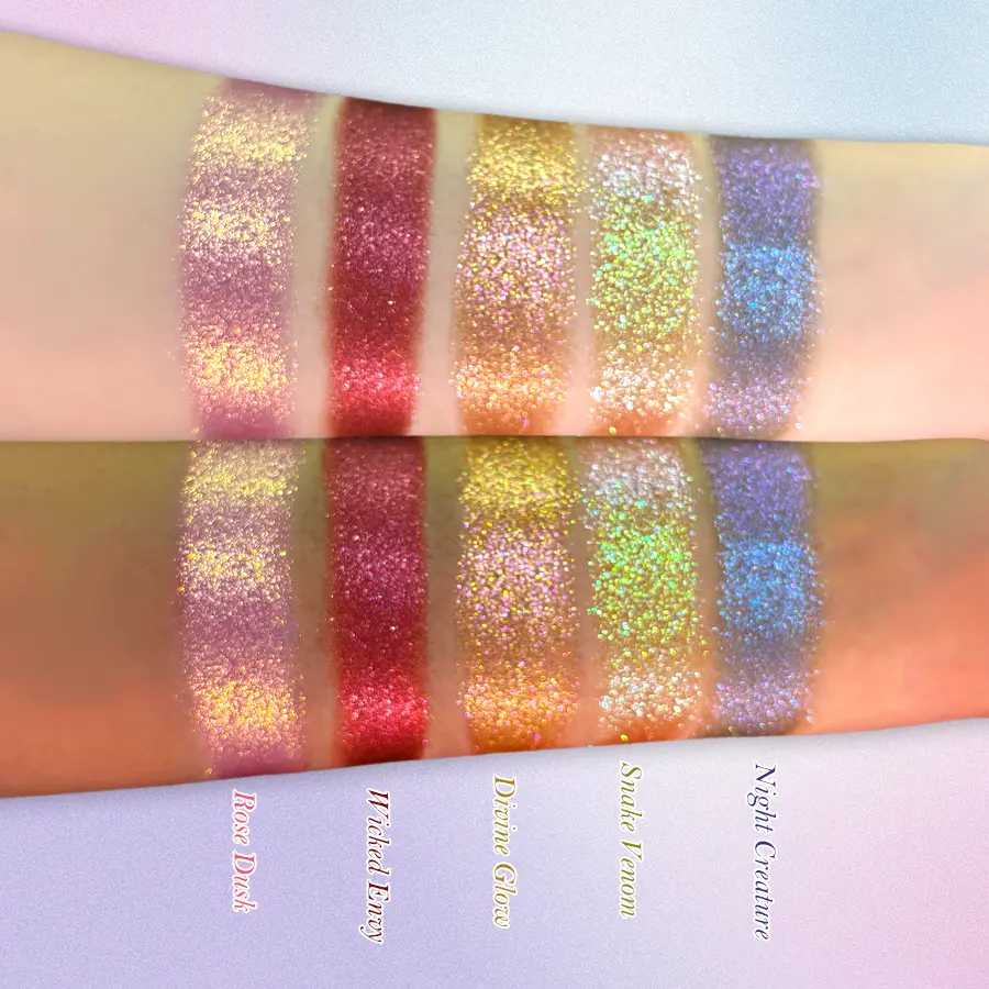SheenEffect Luxury Glitter Eyeshadow Palette - 5 Vibrant, Highly Pigmented Assorted Colors for Bold Nighttime Eye Makeup Looks, Highly Pigmented Palette, Makeup Routine, Pressed Pigment Palette, Shimmer Highly Pigmented