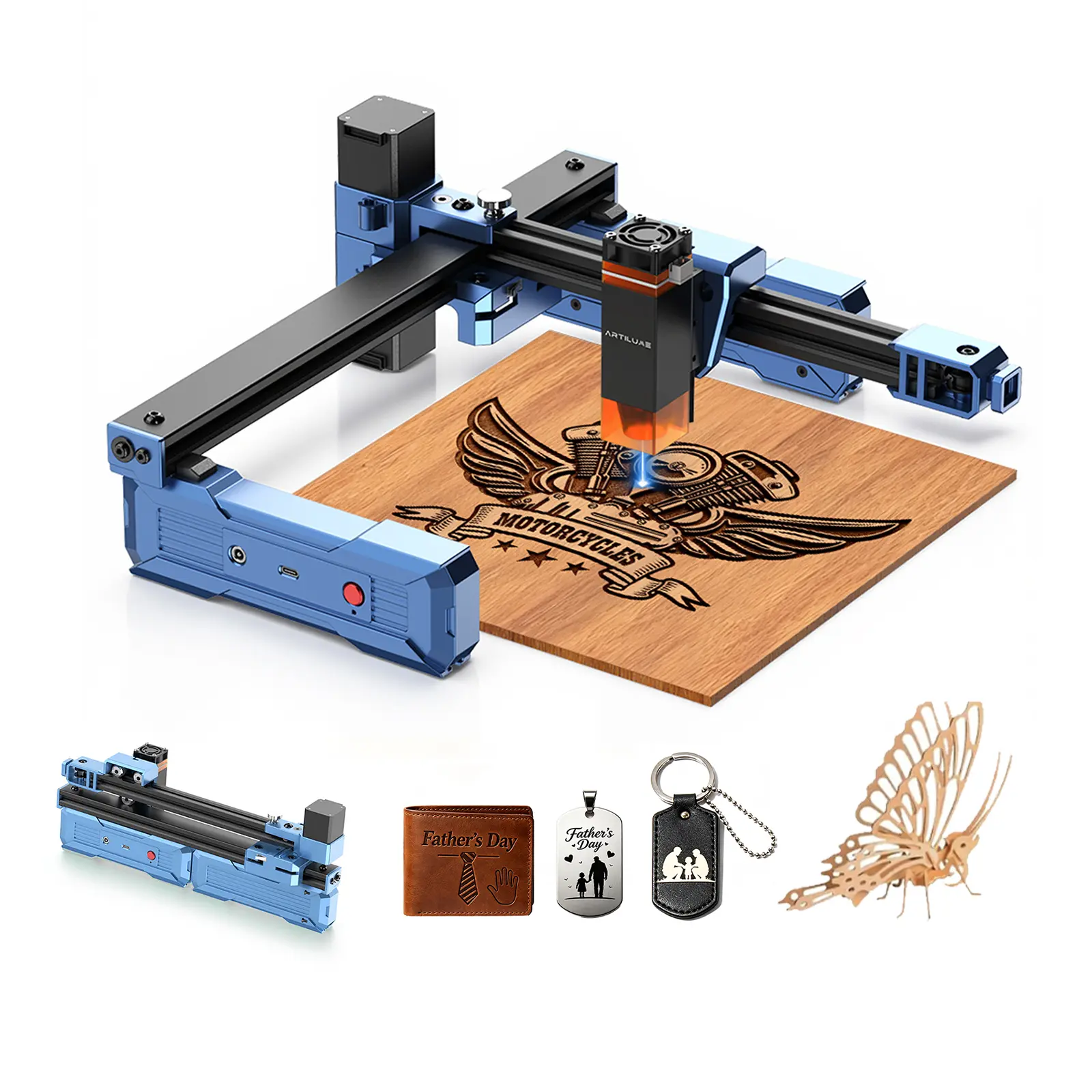 Artilume T1 Portable Laser Engraver for Beginners & Gifts for Men, Foldable, Compact, No-Setup, High-Precision Machine for Wood, Leather, Acrylic, Metal, DIY Crafts, Gifts For Man, Tools And Gadgets, Home Diy
