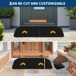 Garvee 3" Rise Rubber Threshold Ramp for Doorways with 33000LBS Heavy Duty Capacity, Non-Slip Textured Surface, Portable Driveway Curb Ramp Ideal for Wheelchair and Scooter Access