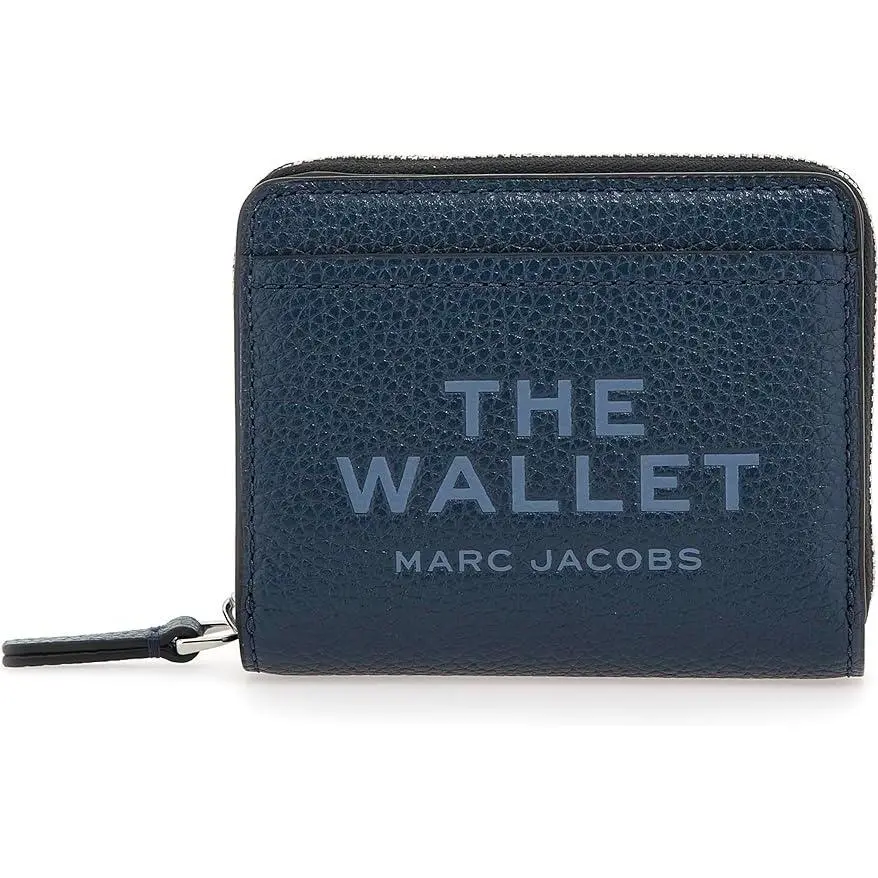 Marc Jacobs The Leather Mini Compact Mens Wallet - Navy, Pebble Texture, Coin Pouch, Dustbag, Slip Pockets, Everyday Carry, Model 2R3SMP044S10-426, Card Handling Mens Wallets, Card Handling Men's Wallets
