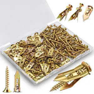 Self-Drilling Drywall Anchors Kit 95 Metal Sheetrock Anchors 0.47x1.18Inch & 95 Zinc Expansion Screws 0.31x1.37Inch for Sheetrock Hollow Walls No Drilling Punching Holes