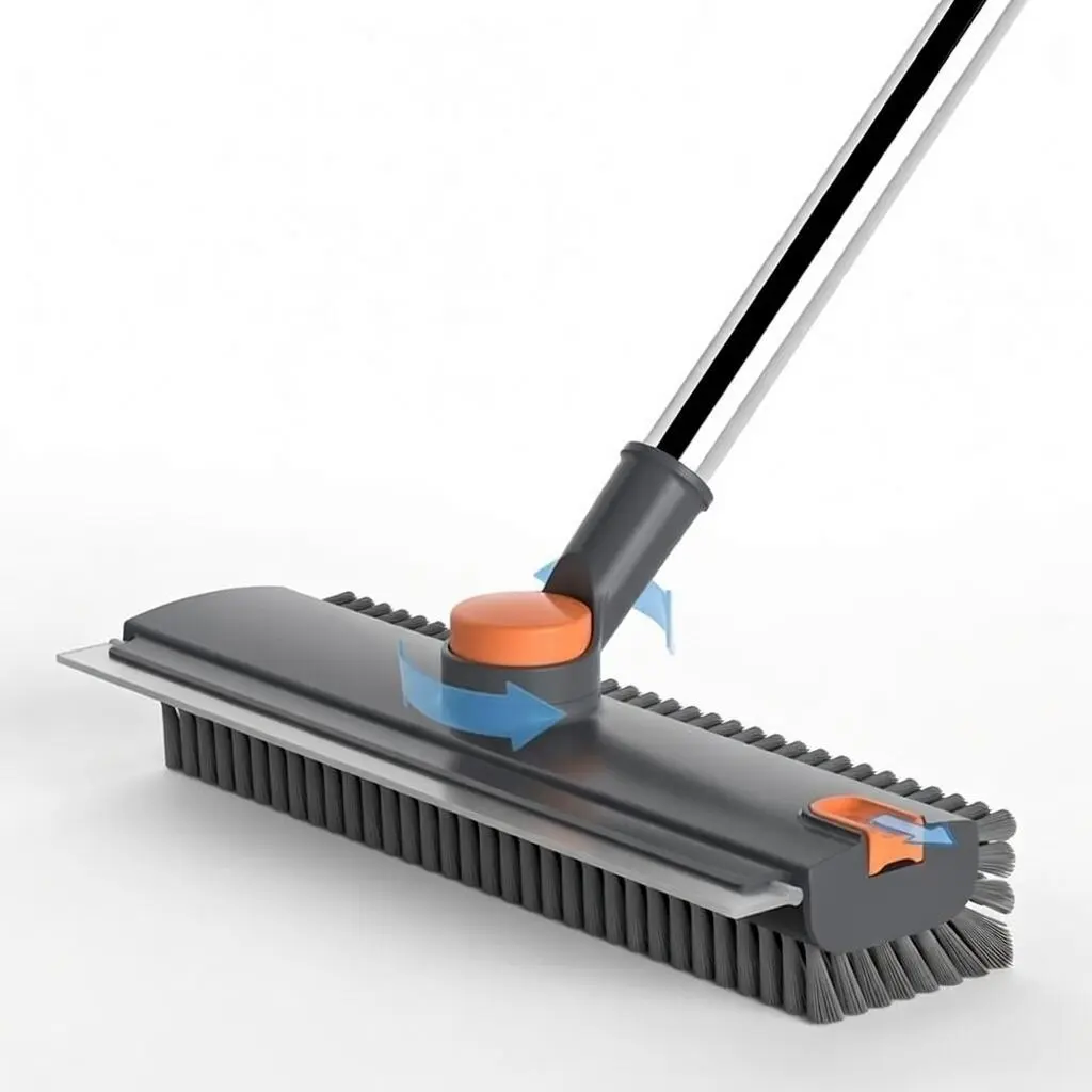 3-in-1 Floor Scrub Brush with Long Handle – Heavy-Duty Stiff Bristles & Built-In Scraper for Deep Cleaning Bathrooms, Showers, Kitchens, Garages, Patios, Walls, Tile Floors & Decks