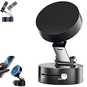 Folding Magnetic Car Phone Holder, Vacuum Magnetic Phone Stand, 2025 Upgrade Portable 360° Adjustable Phone Mount, Retractable Double Sided Suct (1PCS)