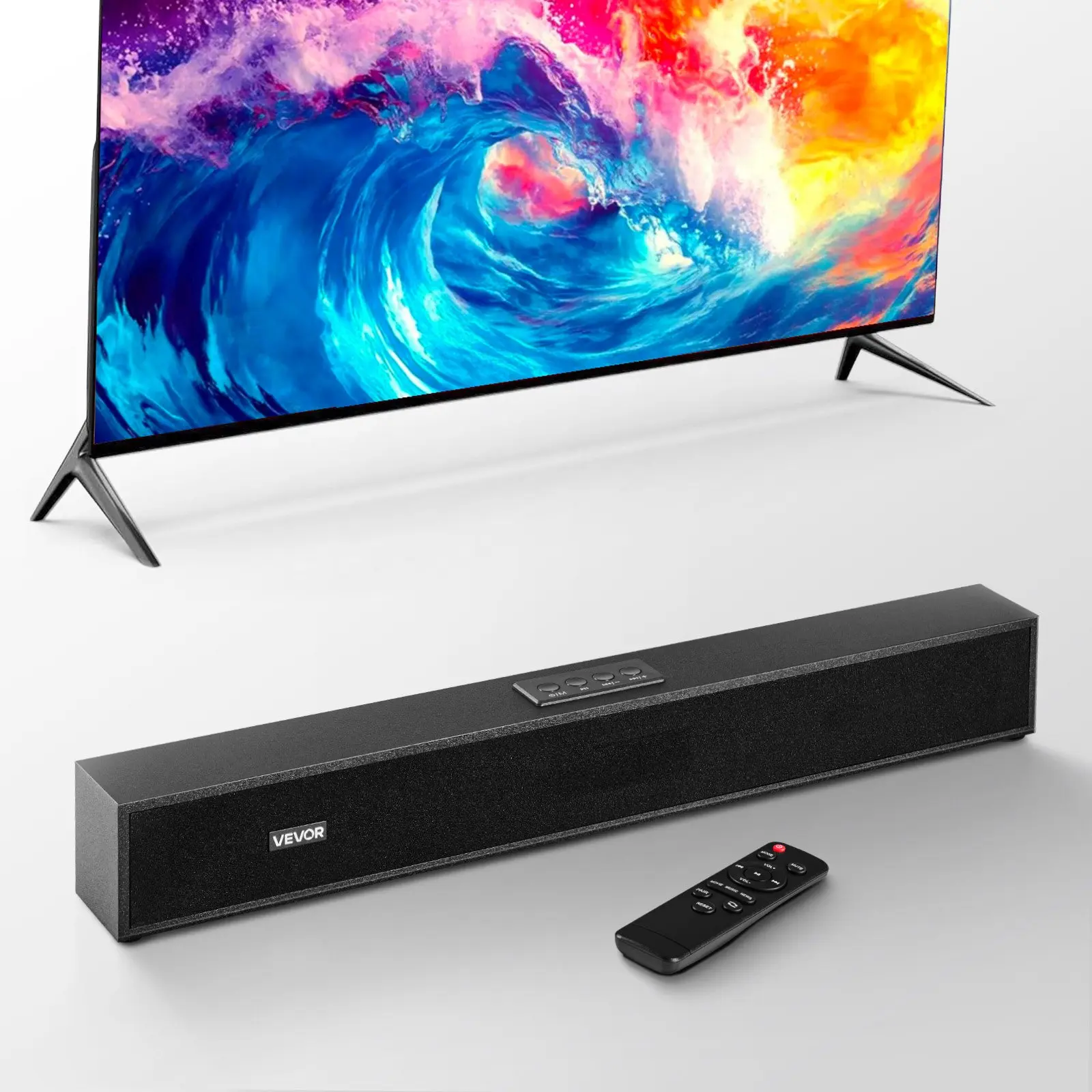 VEVOR 2.0 Channel 80W 24-in TV Speaker, Compact Wireless Stereo Sound Bar with Wall Mount, Bluetooth/AUX, Remote Control for Home Cinema Movie, Easy Setup for PC Projector Audio