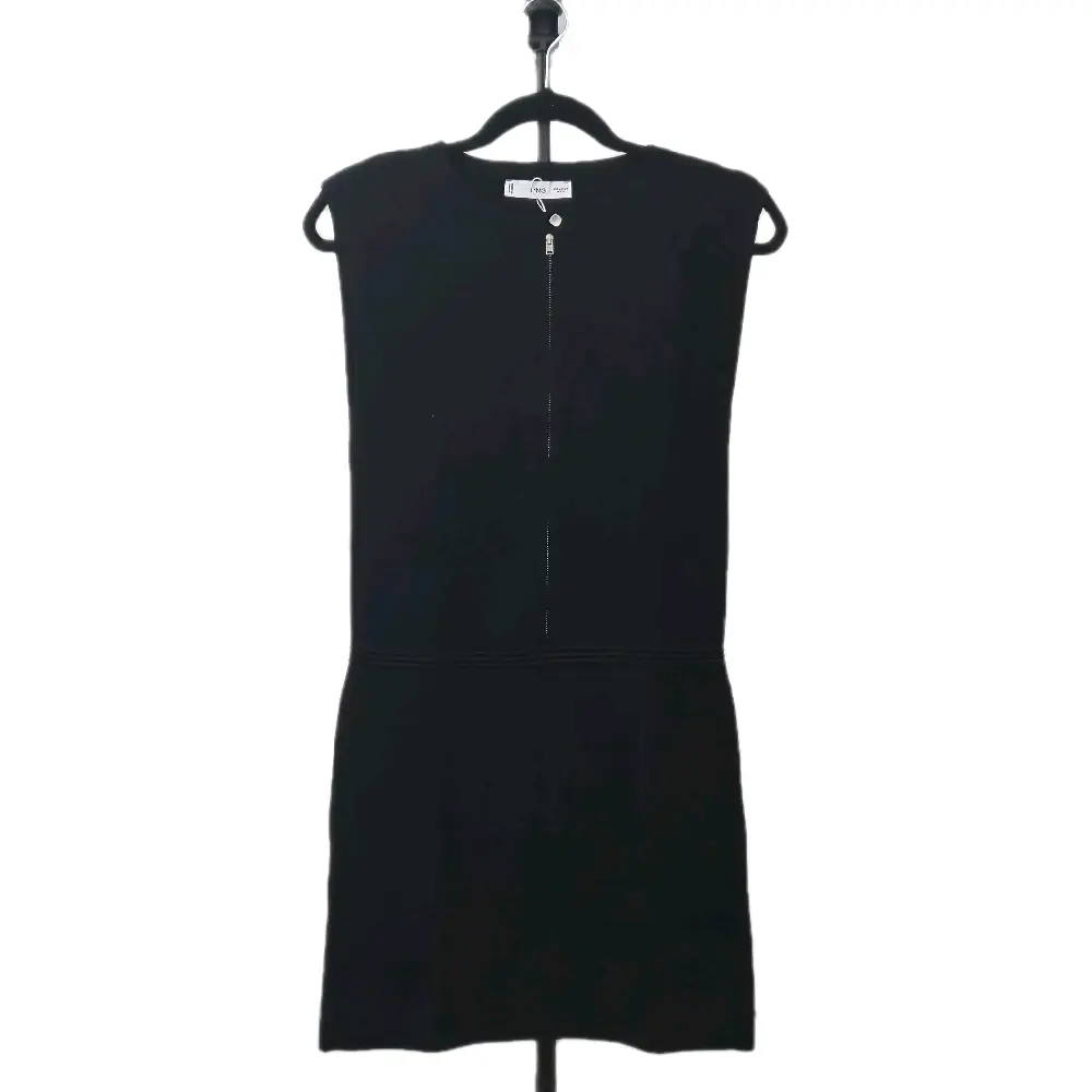 Mango Black Sleeveless Zip-up Mini Dress Women's Size Small NWT