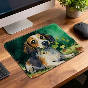 LIVEKEY Mouse Pad with "Autumn Fun & Starry Dogs" Pattern, Reinforced Stitched Edges, Anti-Slip Base, High-Speed Tracking for Gaming & Work, Cute Dog Cartoon Design, Non-Slip Pad for PC Laptop Office Desk, Durable Large Mouse Mat 26x21cm​