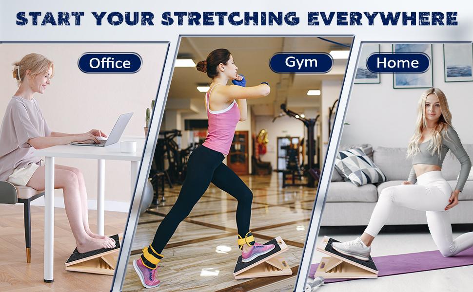 Portable Wooden Slant Board for Calf Stretching Squats Calf Stretcher Pilates Physical Therapy Equipment Adjustable Incline Board for Knees Ankle Heel Feet Leg