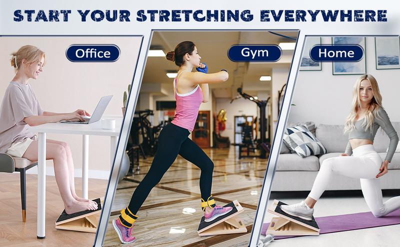 Portable Wooden Slant Board for Calf Stretching Squats Calf Stretcher Pilates Physical Therapy Equipment Adjustable Incline Board for Knees Ankle Heel Feet Leg
