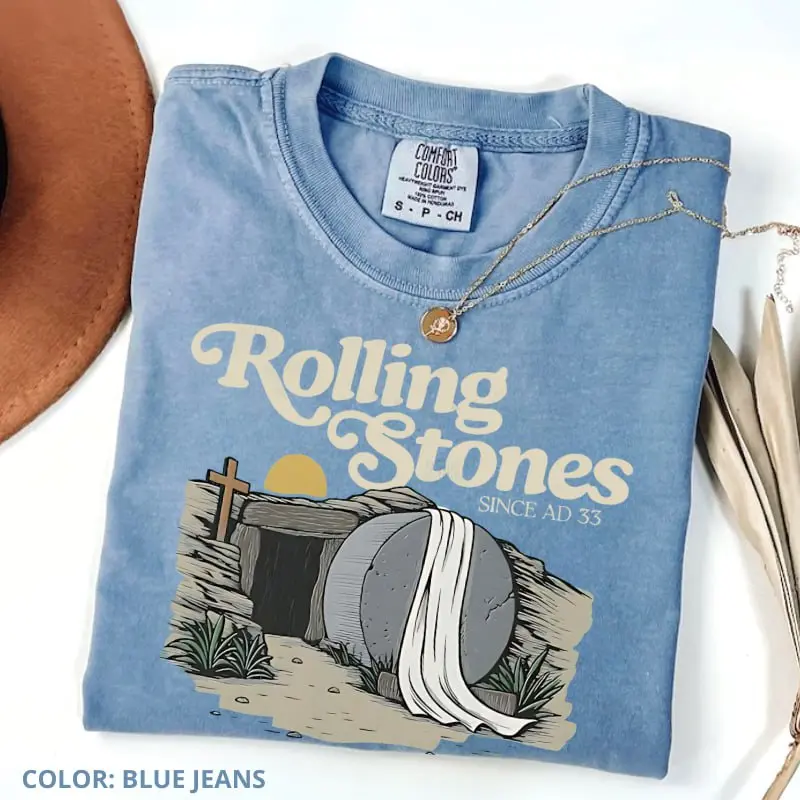 Comfort Colors Rolling Stones T-Shirt, Trendy Easter Clothing, Cotton Crewneck Unisex Pull Over T-Shirt