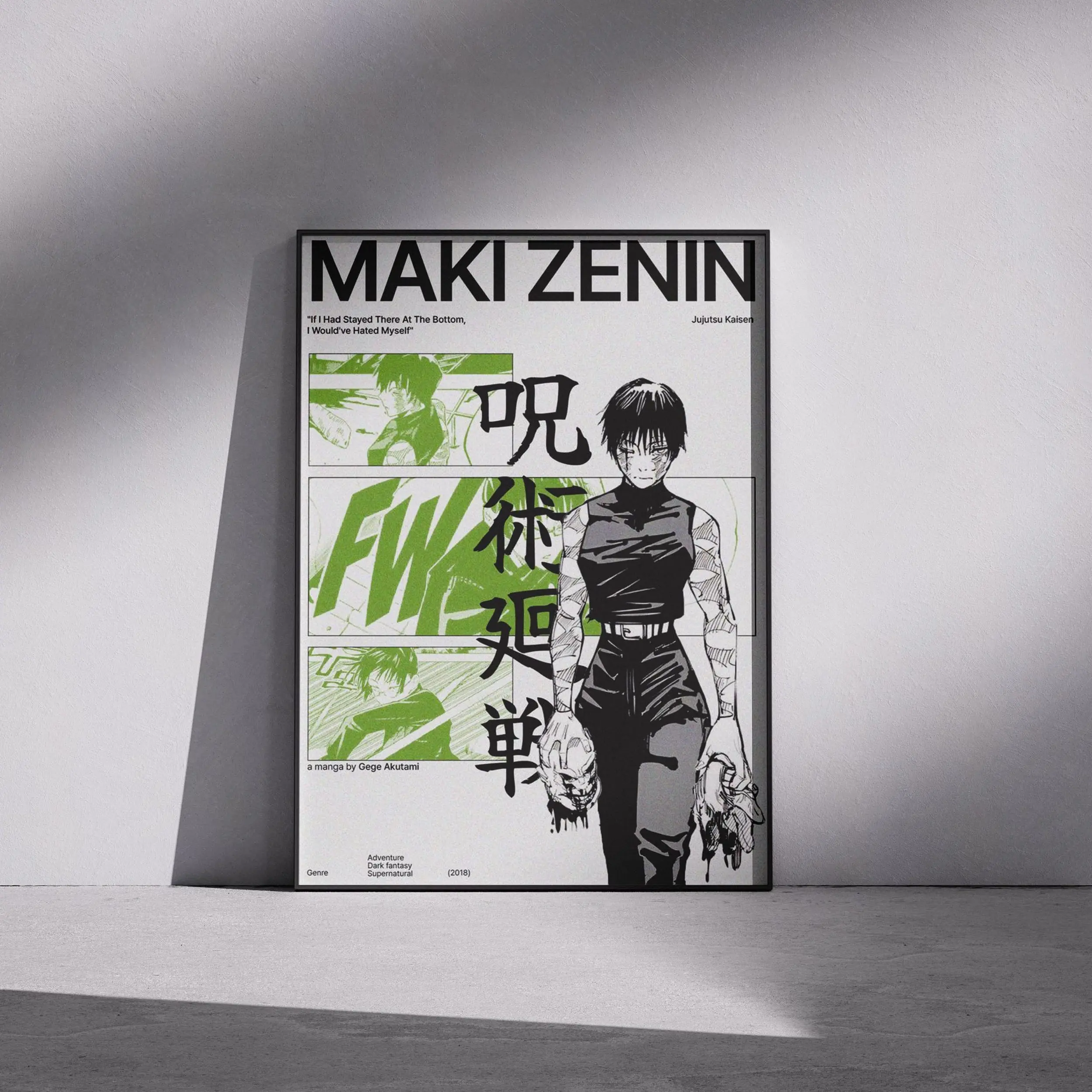 Maki Zenin Jujutsu Kaisen Strong Female Anime Poster, Maki JJK Dark ...