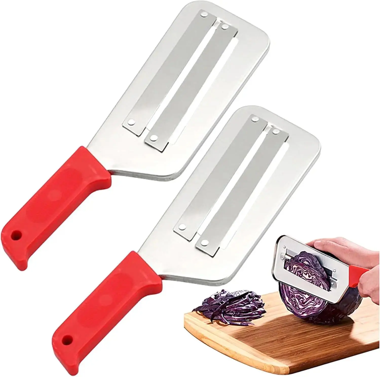 Stainless Steel Shredder Knife, Double-Layer Slicer Multifunctional Vegetable Cutter Cabbage Slicer shredder, Sharp Blades Durable Julienne Cutter, Easy to Clean Stainless Steel Grater,A Great Kitchen Helper