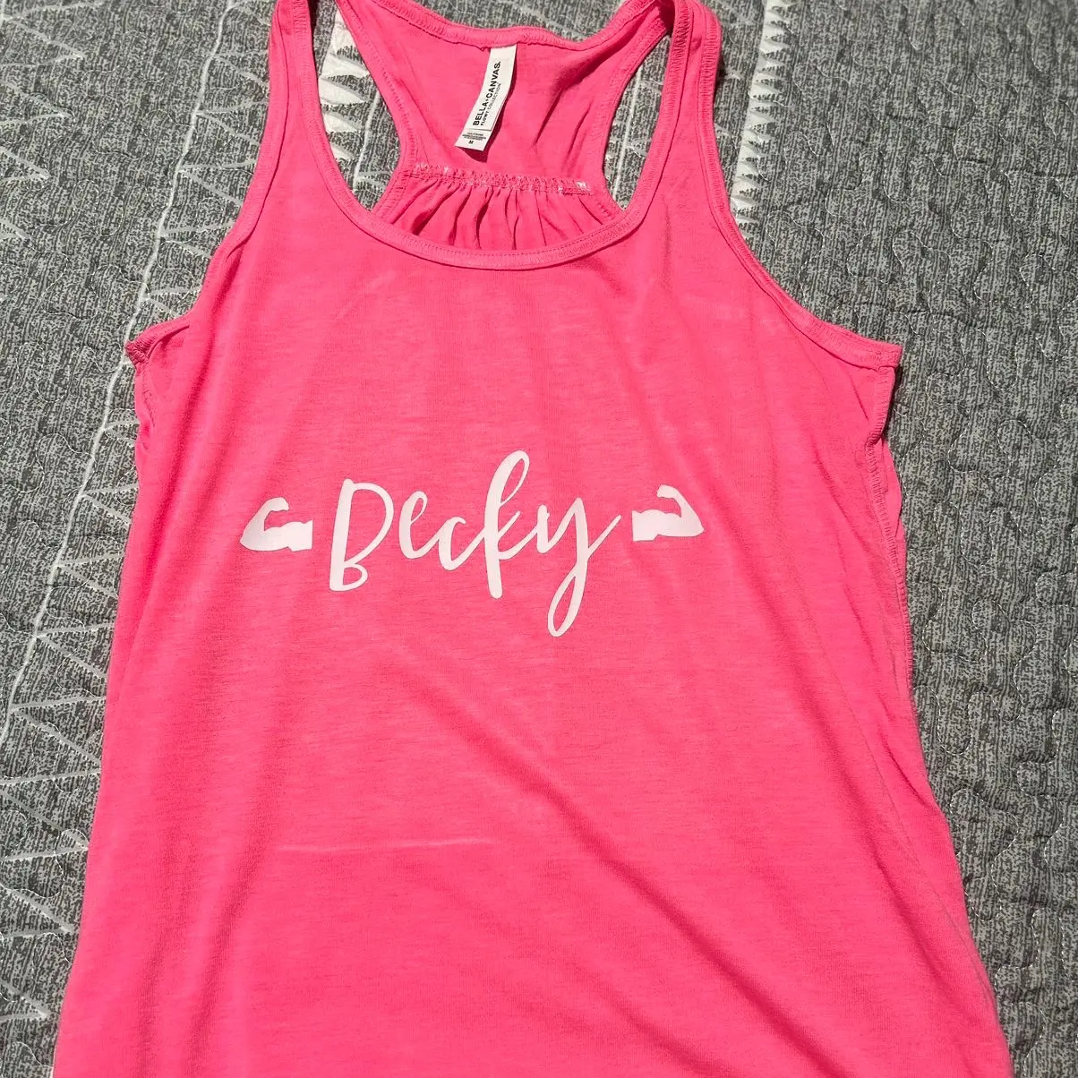 Medium Personalized tank top Casual. Vinyl $30. Sublimated $35
