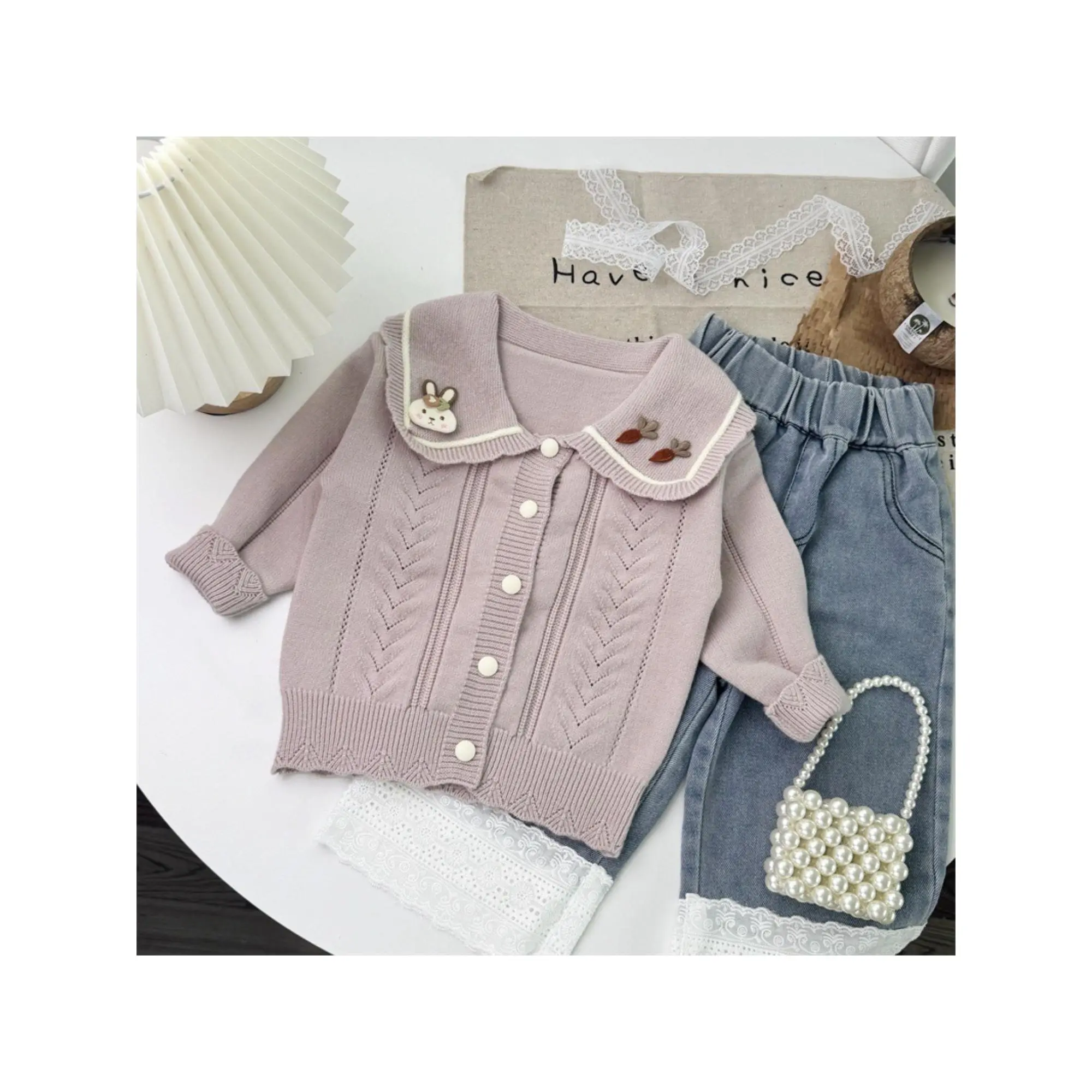 Girls' School Style Button-Front Cardigan Sweater - Soft Round Neck Preppy Toddler Jacket, Elegant Winter Blouse for School Uniforms & Casual Attire (Solid Color)