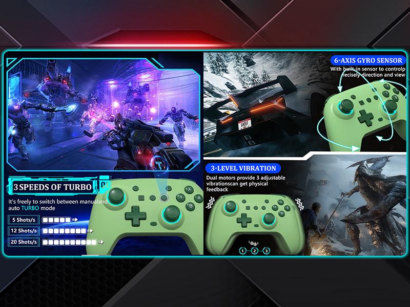 YUYIU Wireless Wind Chaser 1 Multi-Platform Controller for Switch PC Steam with Hall Effect Joystick Dual Vibration Macro Back Buttons 1000Hz Polling 6-Axis Gyro & Turbo