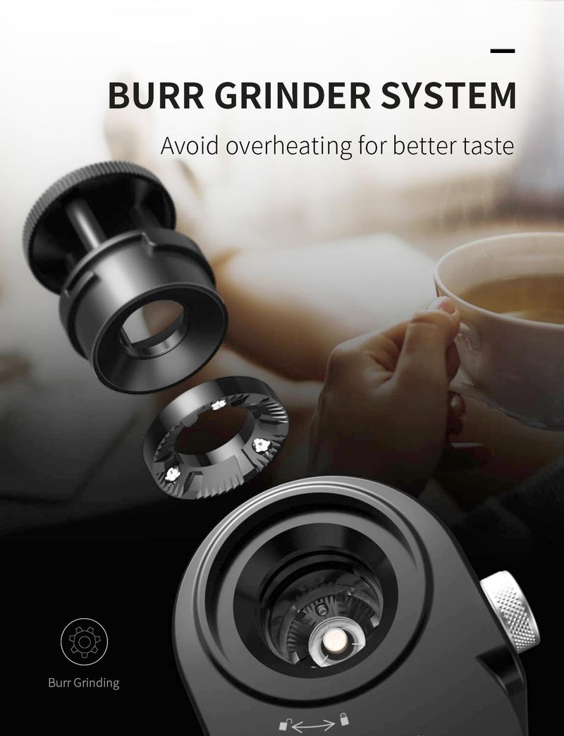 SHARDOR CG835 Adjustable Burrs Electric Coffee Grinder, 16 Precise Grinder Settings for 2-14 Cups, Black. Metallic Grinding Flat