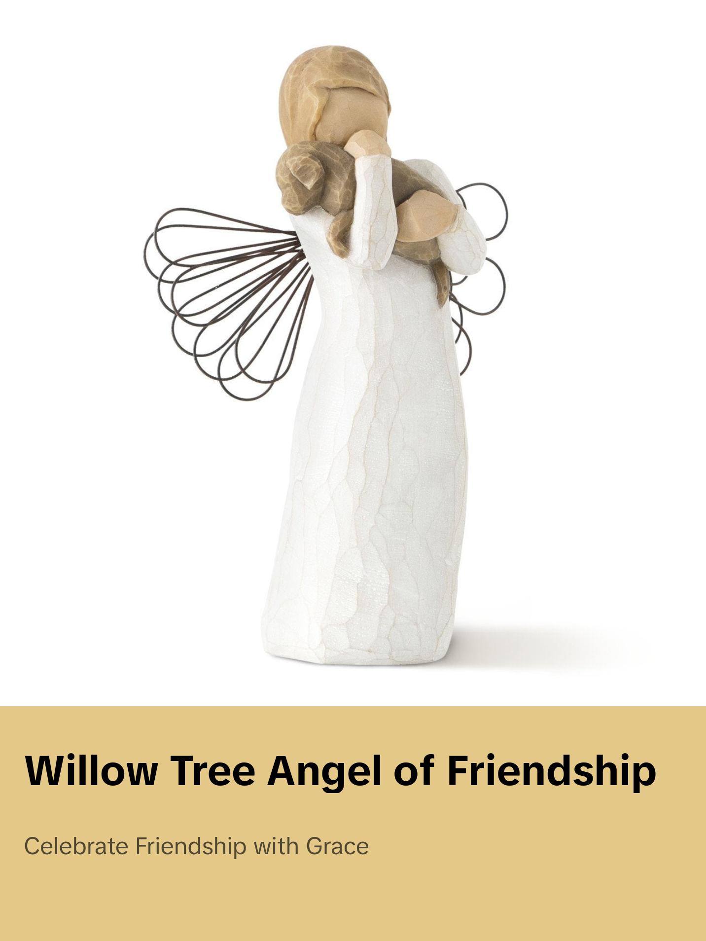 Willow Tree Angel of Friendship Polyresin Figurine - 5"h x1.625"w x1.5" Angel Figurine, Home Decor Accent Statue, Room Ornament, Home Supplies