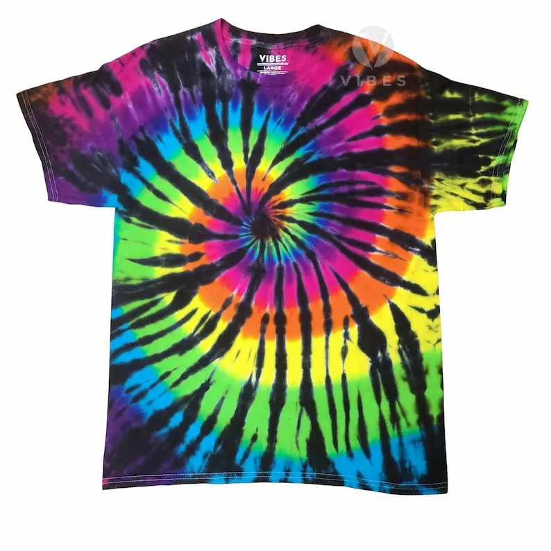 Retro Radiance Black And Rainbow Spiral Unisex Tie Dye T-Shirt