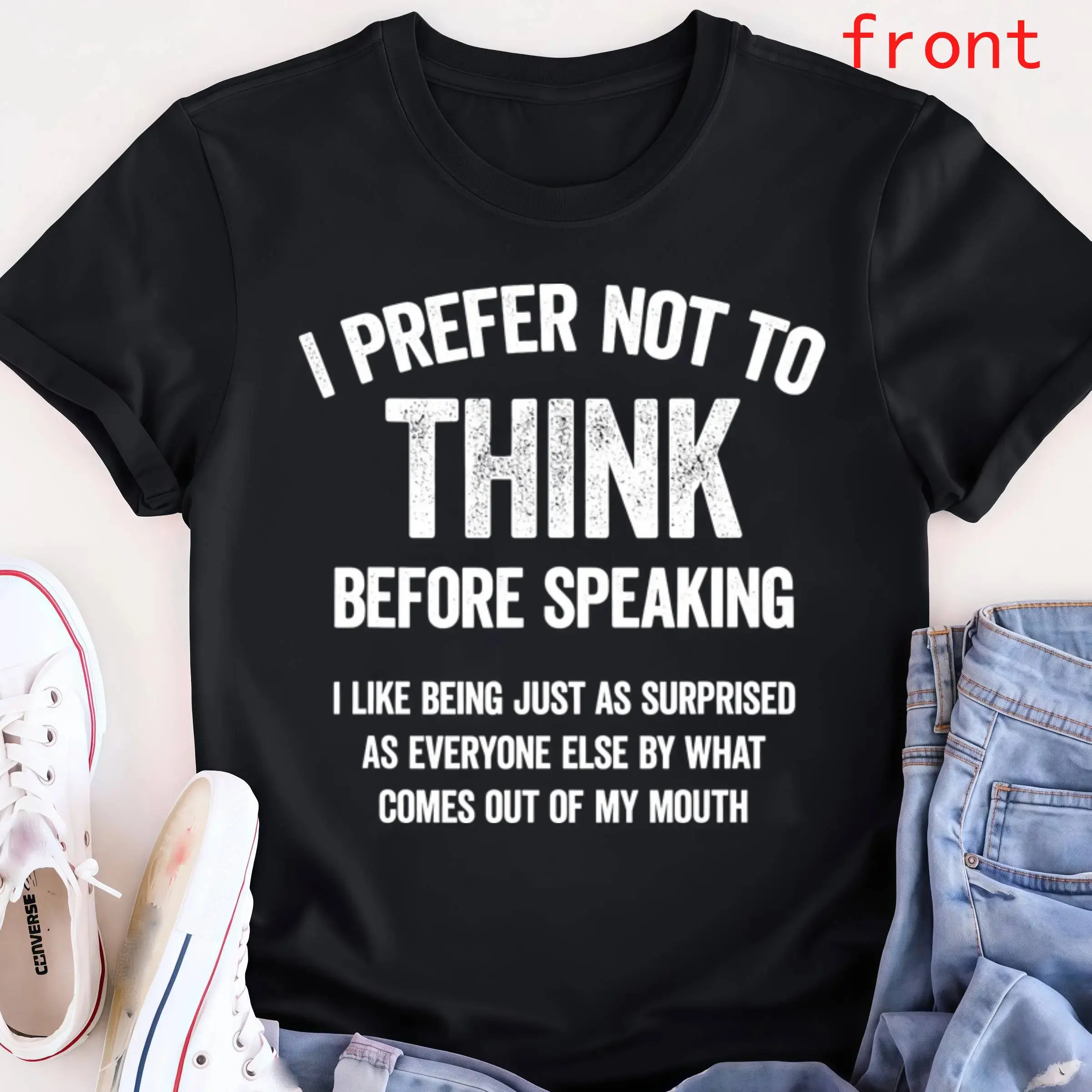 Unisex Sporty Sports Top - Hilarious 'I Prefer Not To Think Before Speaking' Slogan, Natural Vibe Design for Biker Activities, Pairable with Leggings or Swimsuit, Sporty Sports Tops
