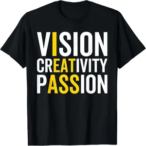 Funny Shirts Vision Creativity Passion T-Shirt Cotton Casual Fashion Smooth Top Basic Streetwear for Everyday Wear