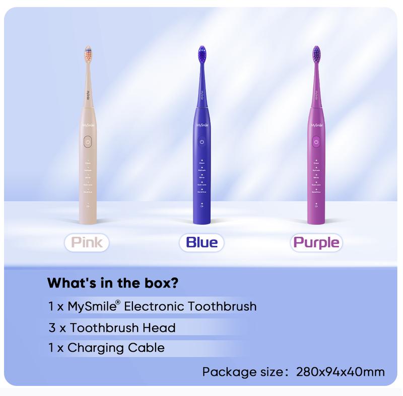 MySmile Essential Sonic Electric Toothbrush - 45,000 VPM Motor, 5 Modes & 3 Brush Heads