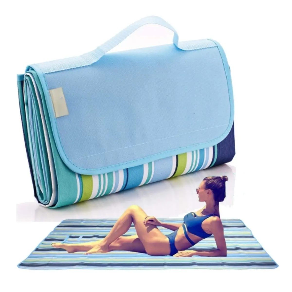 79"x 57"Extra Large Beach Blanket,Extra Large Picnic Blanket,Sandproof Waterproof Outdoor Indoor Blanket,Lightweight Handy Mat Portable Beach Mat,for Camping Hiking Travel Park Grass (Blue)