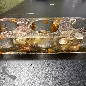 Tea Light Candle Holder with Elegant Gold Accents and Dried Flower Inclusions for Aesthetic Appeal