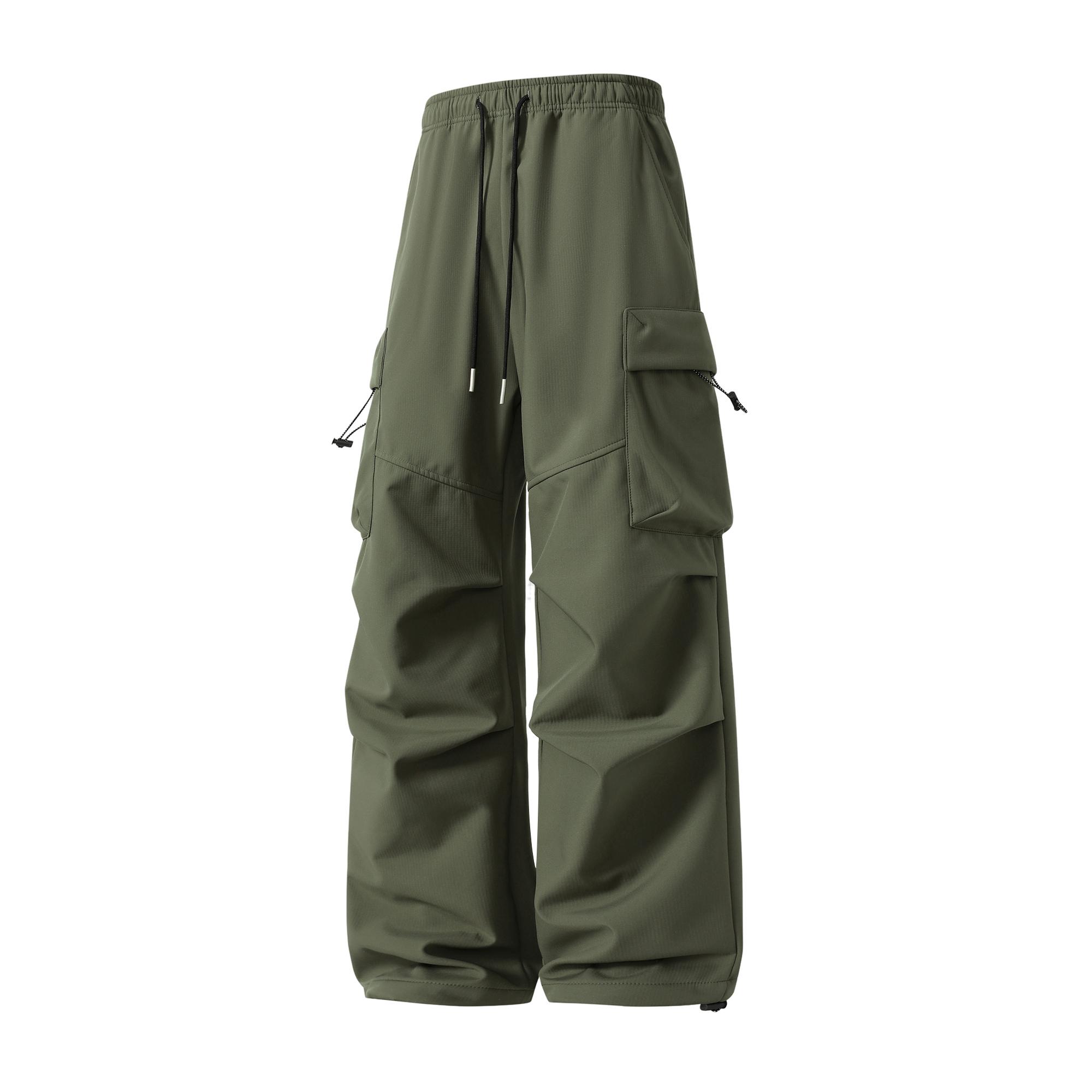 Men's Waterproof Cargo Hiking Pants, Elastic Waist Drawstring Wide Leg Tactical Trousers, Lightweight Windproof Outdoor Work Pants for Young Men Camping Travel Daily Street Wear durable training pant autumn