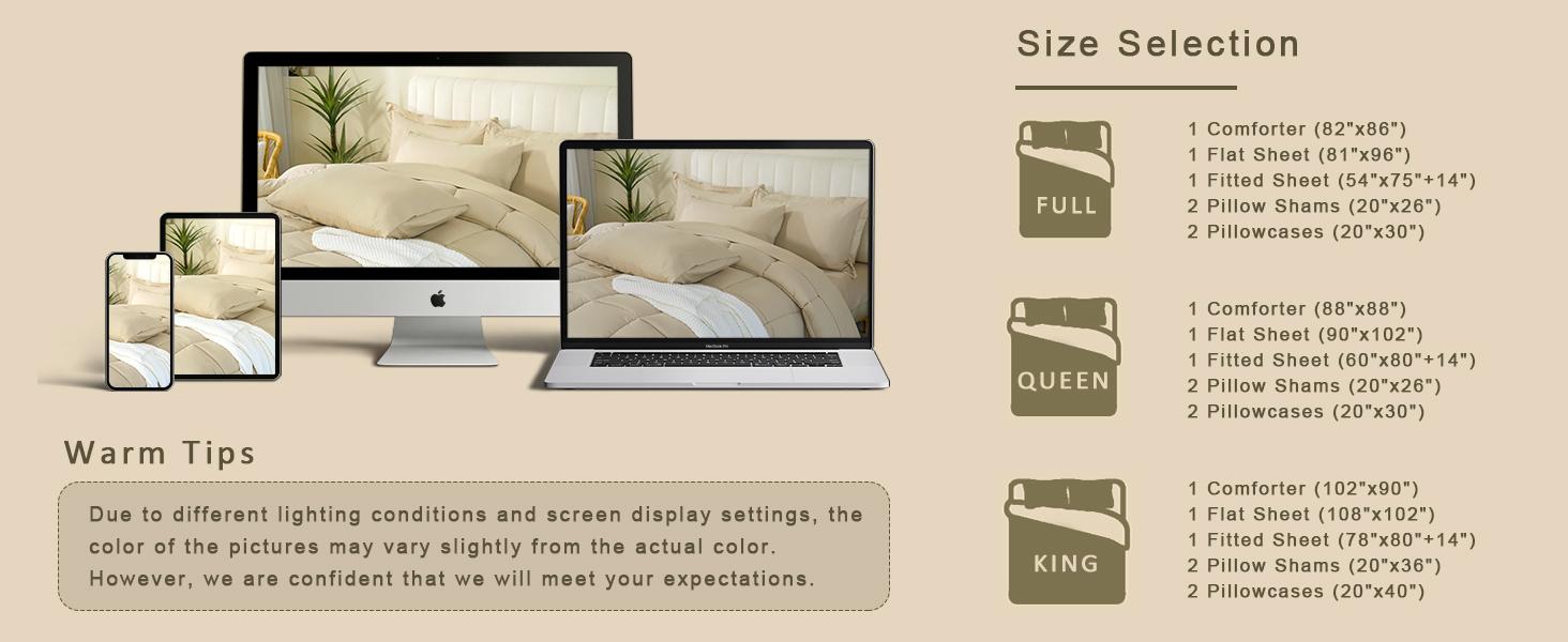 DOWNCOOL 7pcs Lightweight Comforter Set, Bed in a Bag with 1 Comforter, 1 Flat Sheet, 1 Fitted Sheet,2 Pillowcaese, 2 Pillowshams, Soft Bedding Sets for All Seasons DOWNCOOL 7pcs Lightweight Comforter Set, Bed in a Bag with 1 Comforter, 1 Flat Sheet, 1 Fitted Sheet,2 Pillowcaese, 2 Pillowshams, Soft Bedding Sets for All Seasons