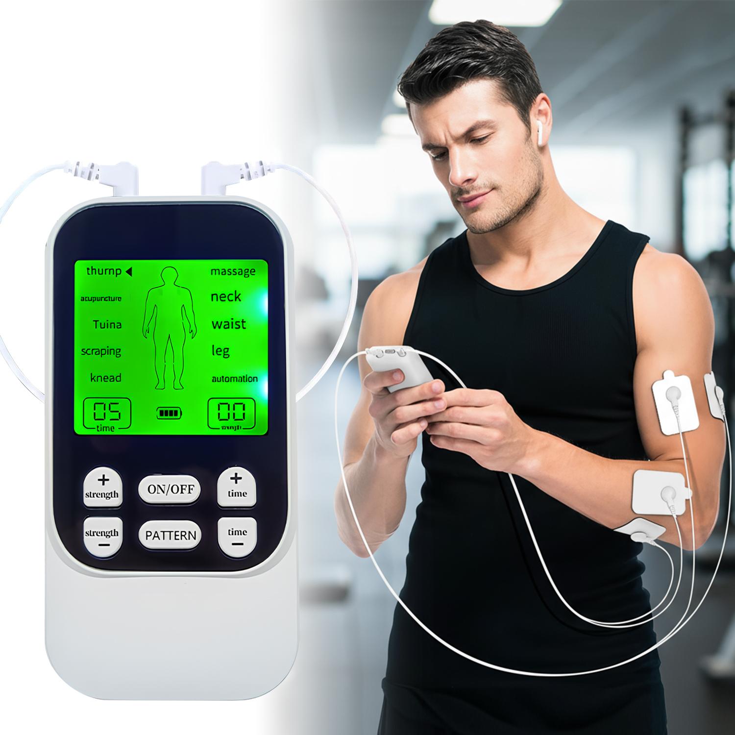 Dual Channel TENS EMS Muscle Stimulator – 10 Modes 4 Electrode Pads 30 Intensity Levels, Compact & Rechargeable for Back Neck Shoulder Pain