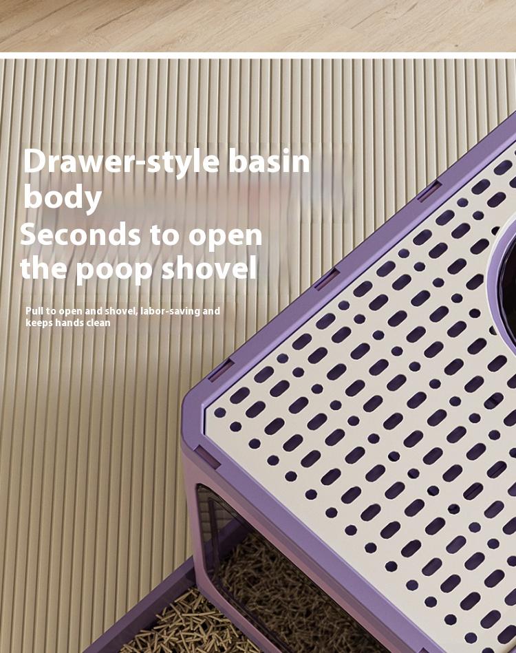 Extra Deep Cat Litter Box with Foldable Drawer – Enhanced Odor Control & Splash-Proof Design for Optimal Cleanliness and Convenience