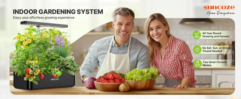 【Deal For You Days】SUNCOZE Hydroponics Growing System Kit 12 Pods, 24W LED Grow Light Indoor Garden, 4L Water Tank with Quiet Pump, Adjustable Height Herb Garden Planter Indoor Kit, Gardening Gifts 【Deal For You Days】SUNCOZE Hydroponics Growing System Kit 12 Pods, 24W LED Grow Light Indoor Garden, 4L Water Tank with Quiet Pump, Adjustable Height Herb Garden Planter Indoor Kit, Gardening Gifts